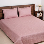 Quilted Leaf Pattern Bed Cover King Size Pink Nestasia