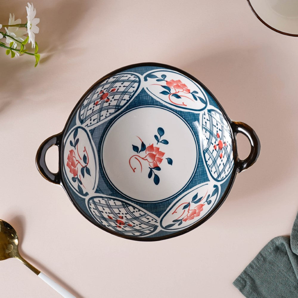 Anhui Ceramic Serving Bowl With Handles 9 Inch 500 ml Nestasia
