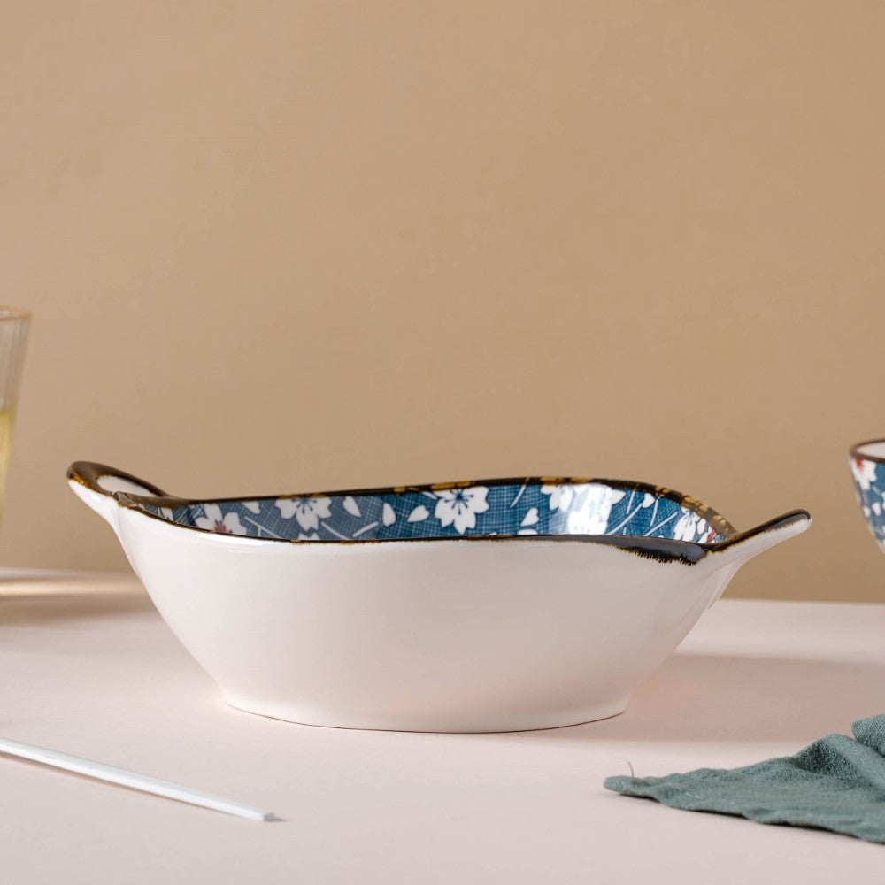Nimono Ceramic Serving Bowl With Handles 9 Inch 500 ml Nestasia