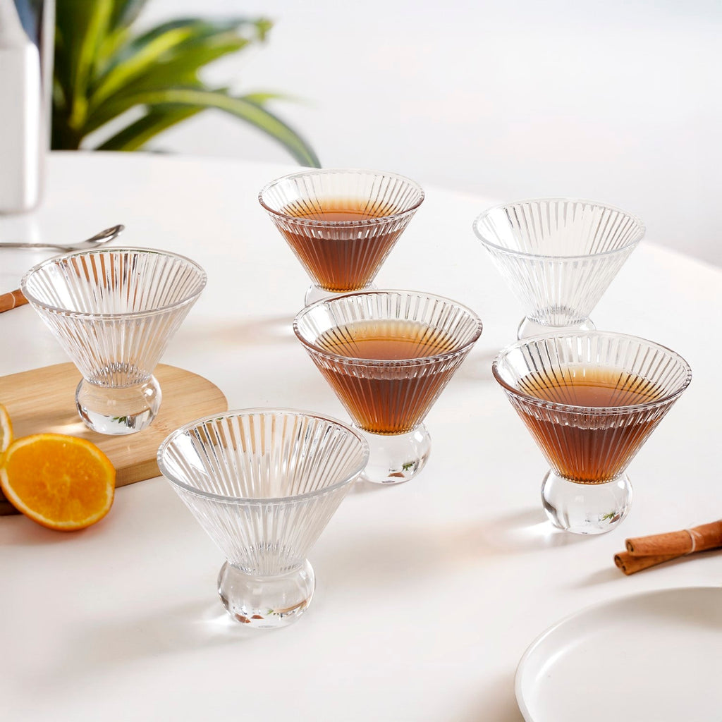 Ridged Cocktail Glass Set Of 6 180ml Nestasia