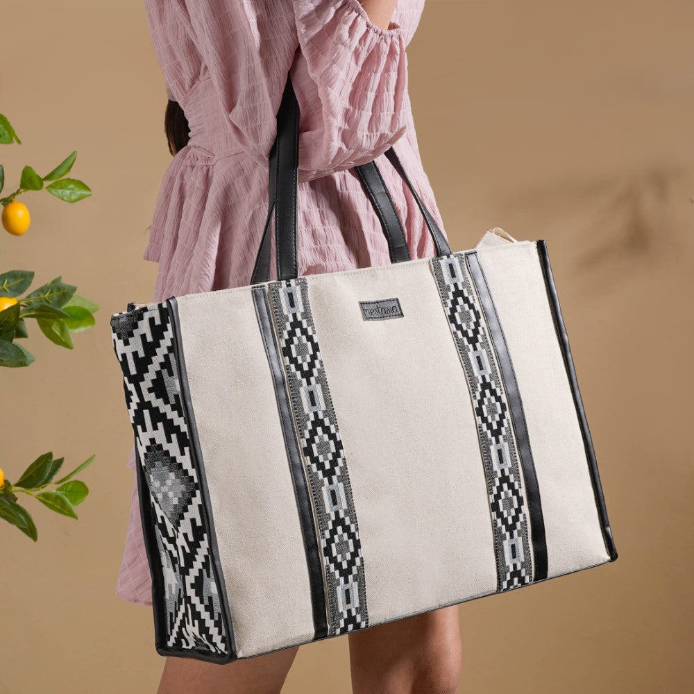 Nahua Canvas Magazine Tote Bag Set Of 2 Nestasia
