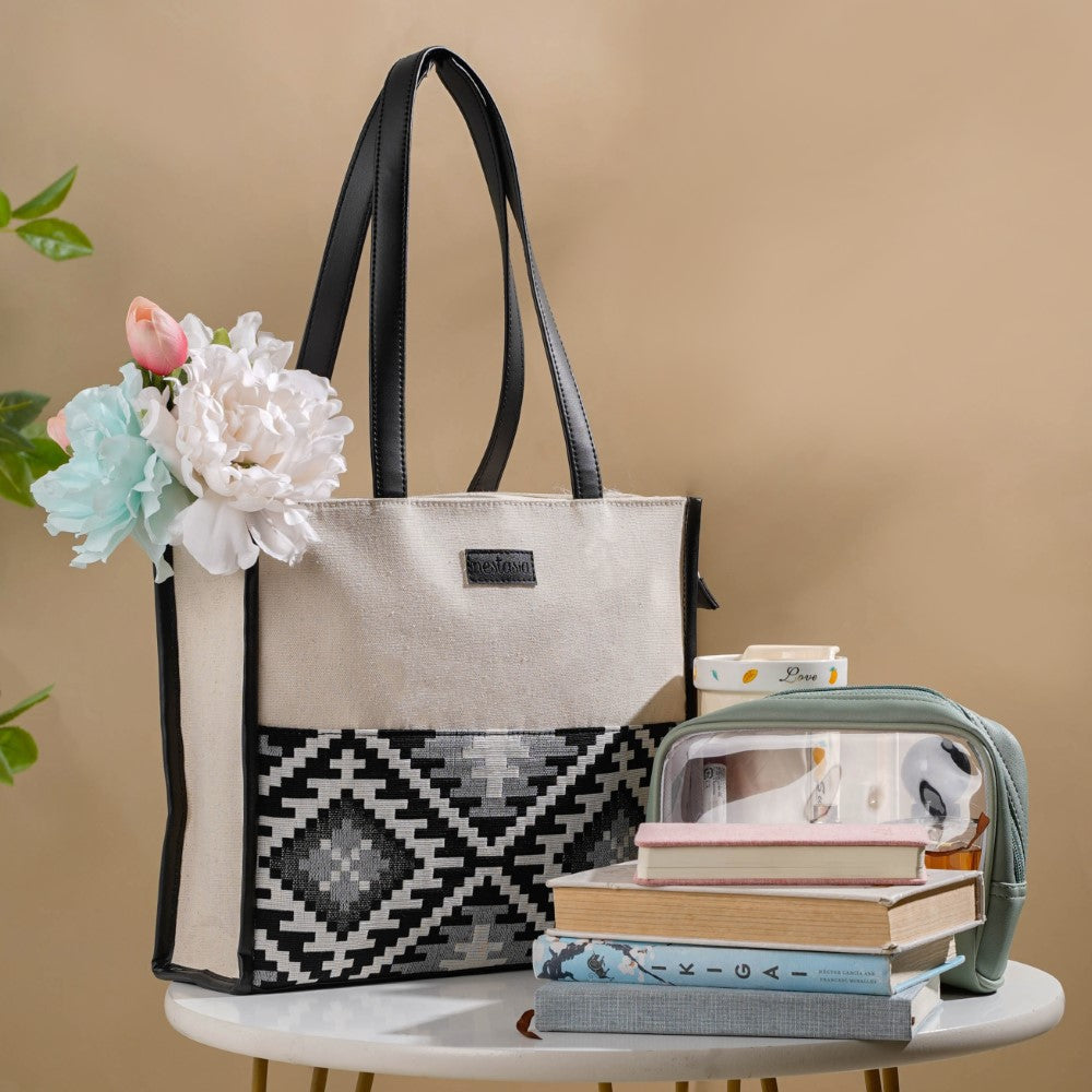 Nahua Canvas Magazine Tote Bag Small 12 x 10 Inch Nestasia