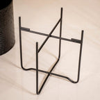 Modern Metal Floor Planter With Stand Black Set Of 2 Nestasia