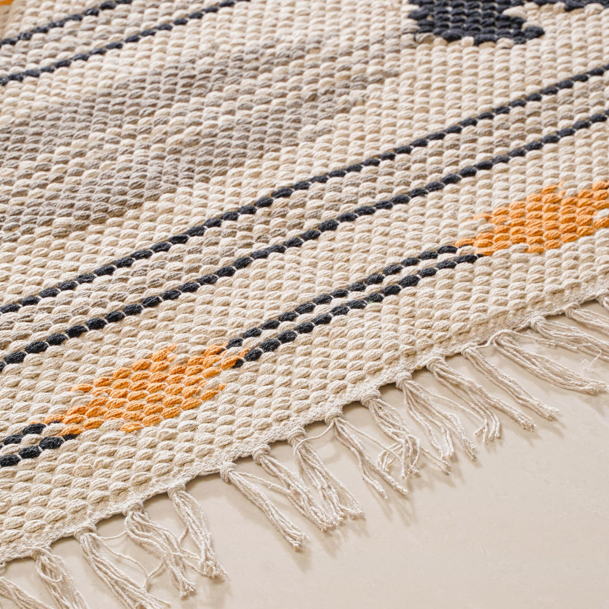 Boho Natural Cotton Living Room Rug Nestasia