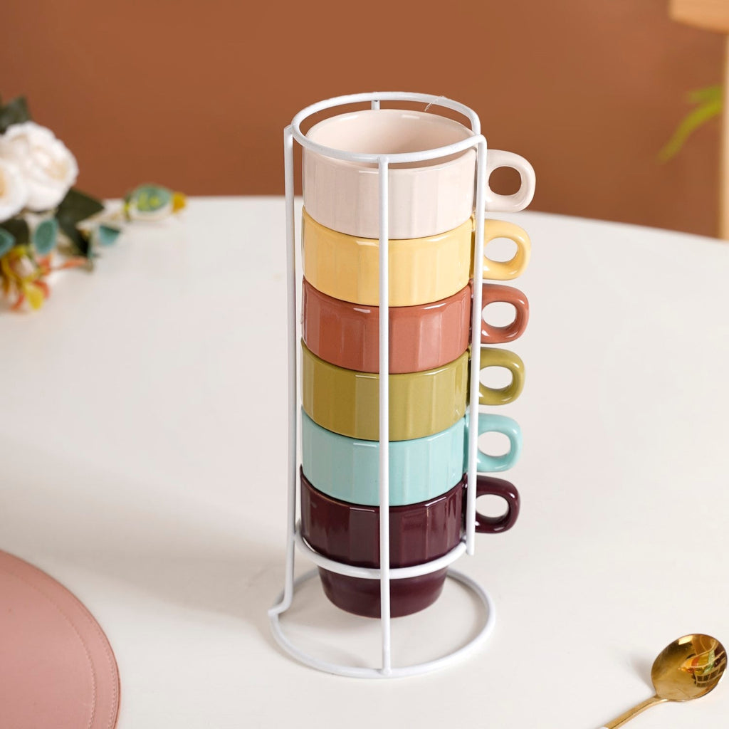Stackable Mini Tea Cup Set Of 6 Kaori Sunset Hues 90ml Nestasia