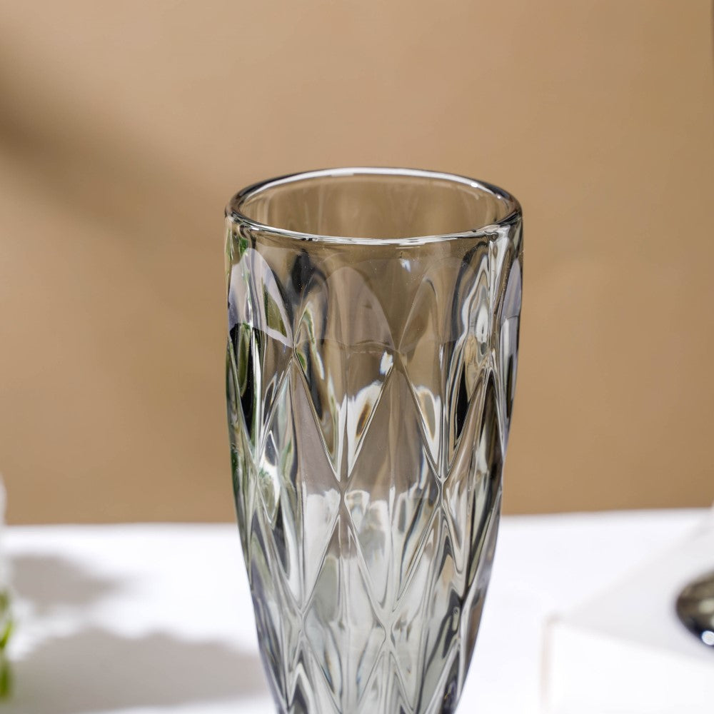 Crystal Textured Champagne Glass Grey Set Of 6 150 ml Nestasia