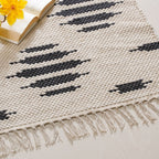 Handwoven Area Rug Black And White Nestasia