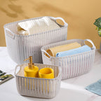 Multipurpose Storage Basket Grey Set Of 3 Nestasia