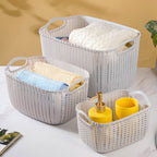 Multipurpose Storage Basket Grey Set Of 3 Nestasia