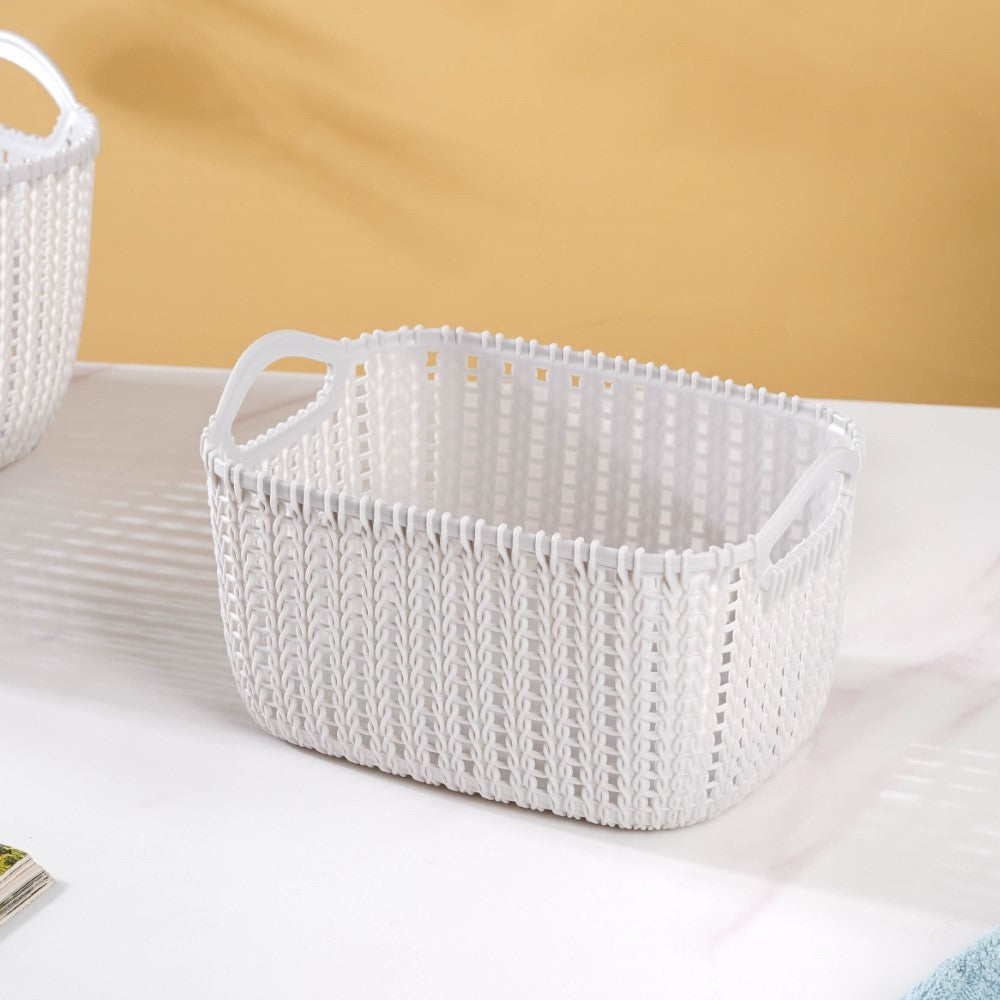 Multipurpose Storage Basket Grey Set Of 3 Nestasia
