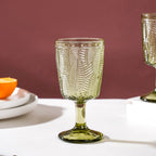 Vintage Engraved Wine Glass Green Set of 6 300 ml Nestasia