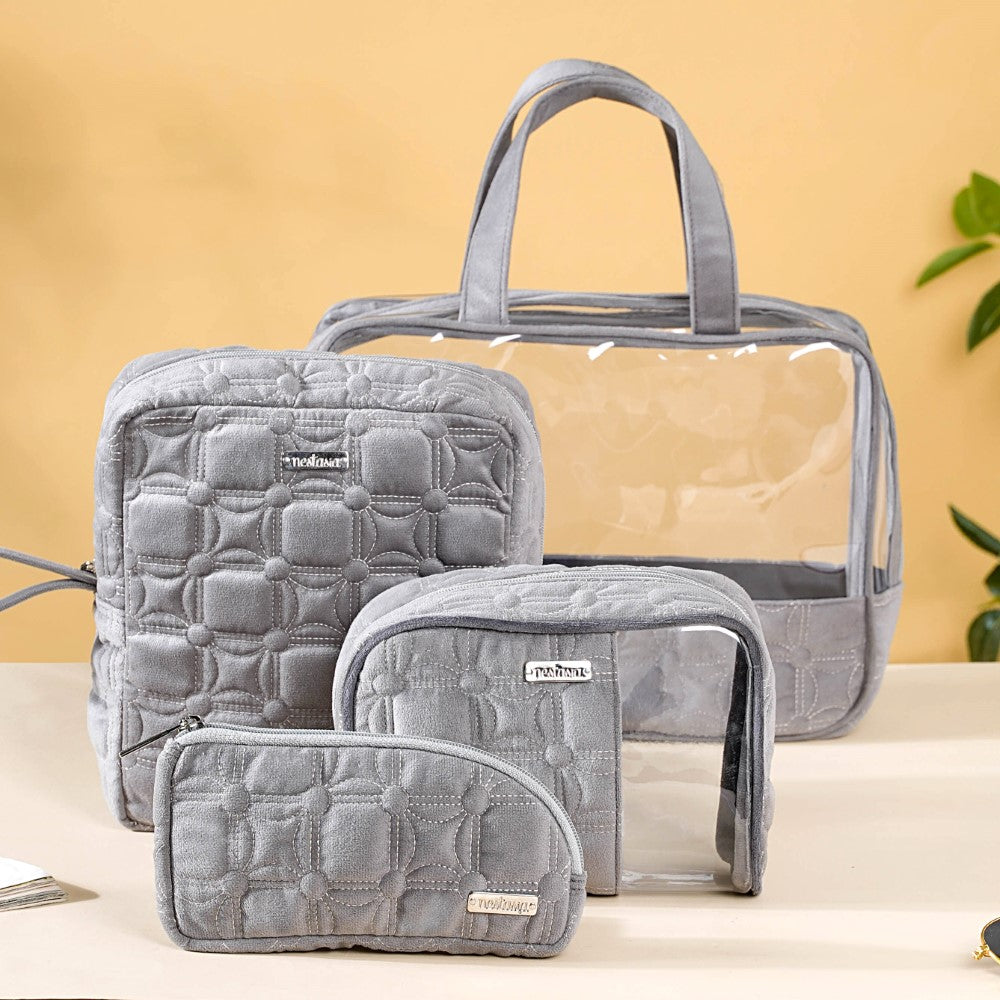 Multipurpose Travel Kit Set Of 4 Grey Nestasia