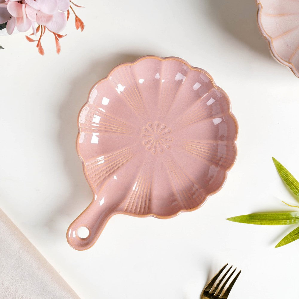Ocean Round Plate with Handle Pink Nestasia