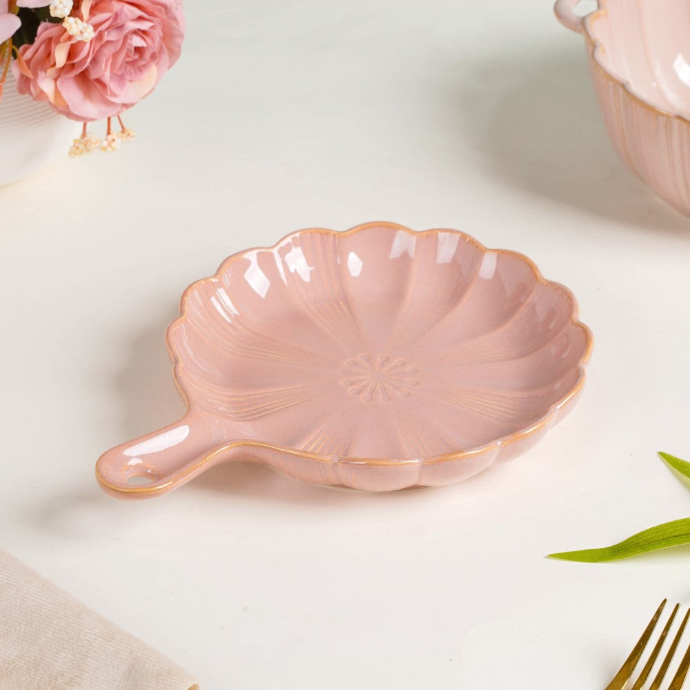 Ocean Round Plate with Handle Pink Nestasia