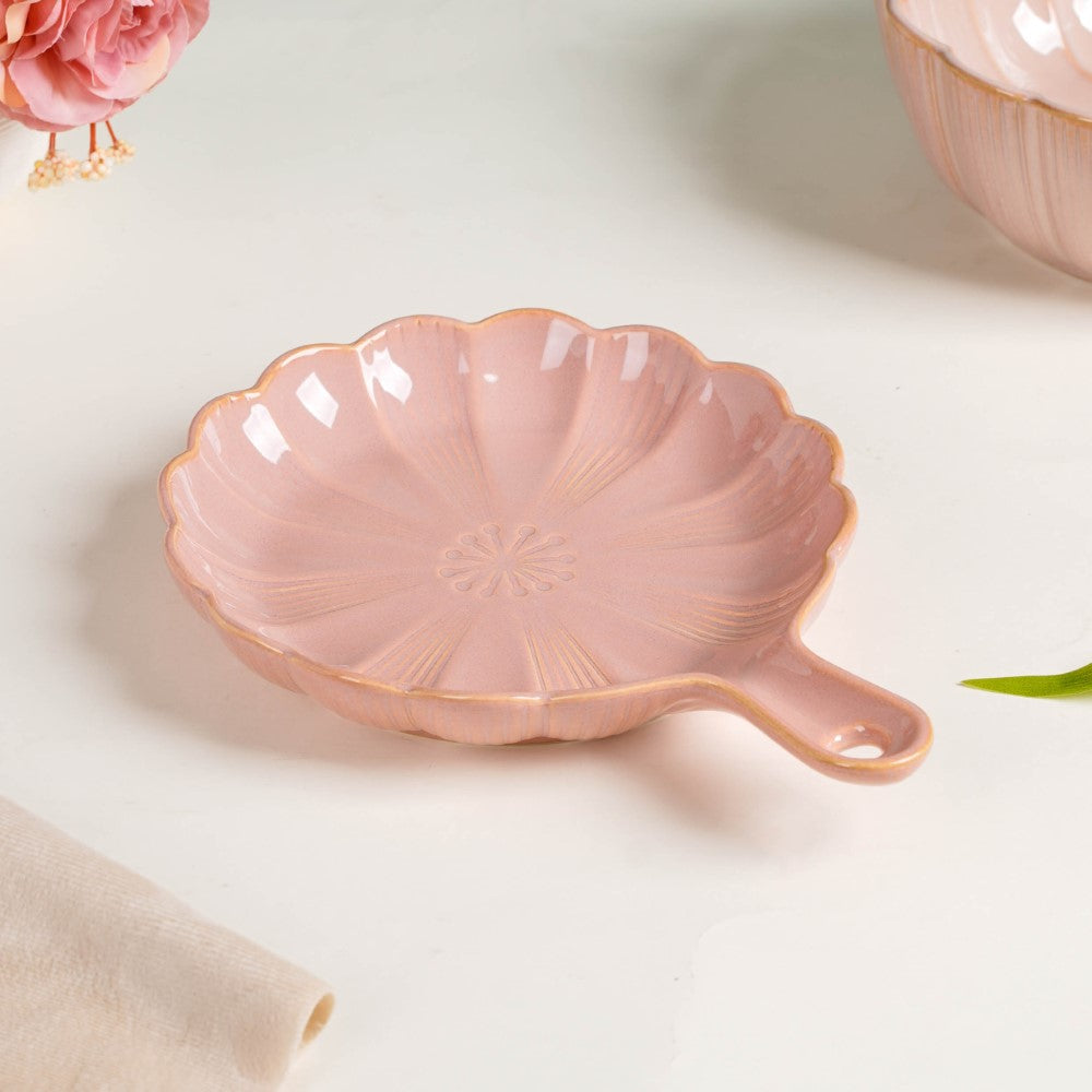 Ocean Round Plate with Handle Pink Nestasia