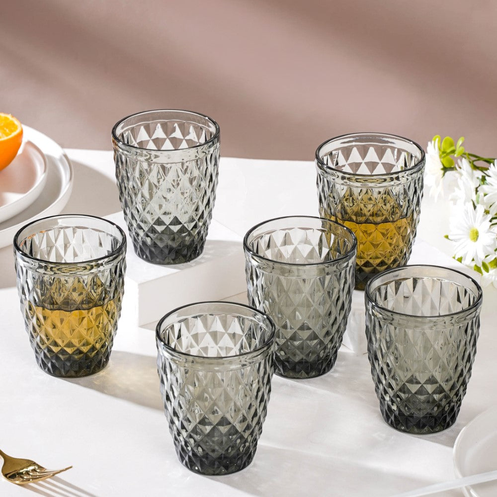 Water Glass Ash Grey Set Of 6 250 ml Nestasia