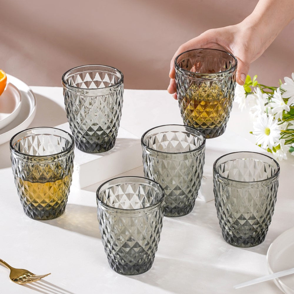 Water Glass Ash Grey Set Of 6 250 ml Nestasia