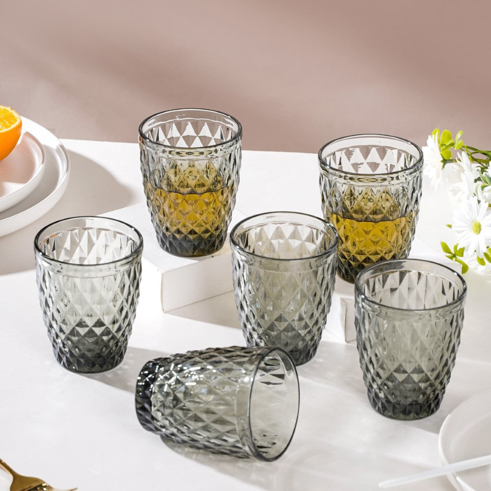 Water Glass Ash Grey Set Of 6 250 ml Nestasia