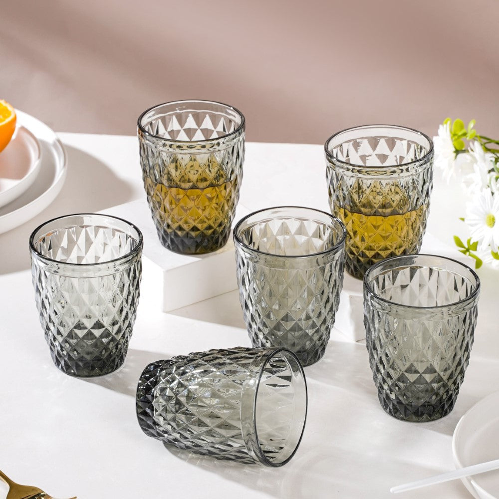 Water Glass Ash Grey Set Of 6 250 ml Nestasia