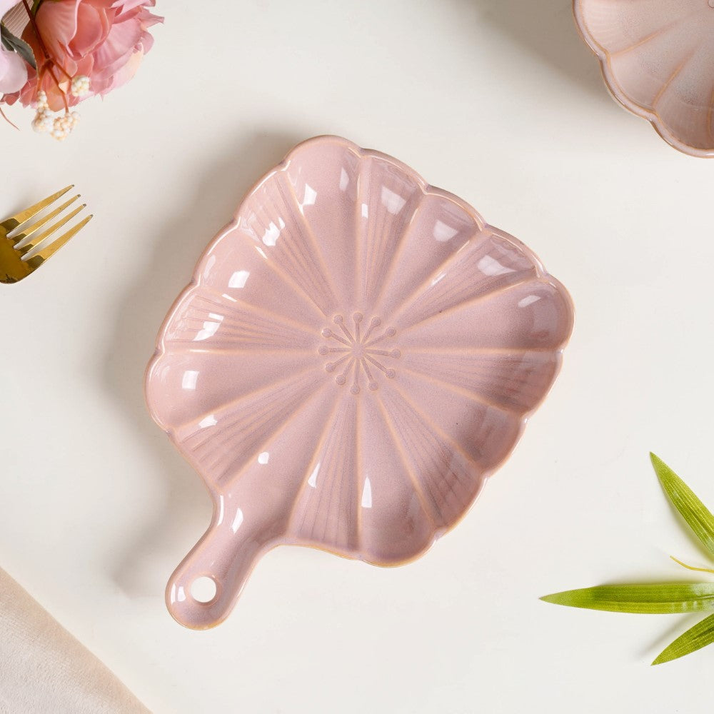 Ocean Square Plate with Handle Pink Nestasia
