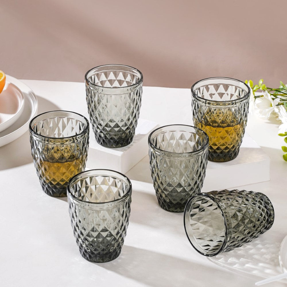 Water Glass Ash Grey Set Of 6 250 ml Nestasia