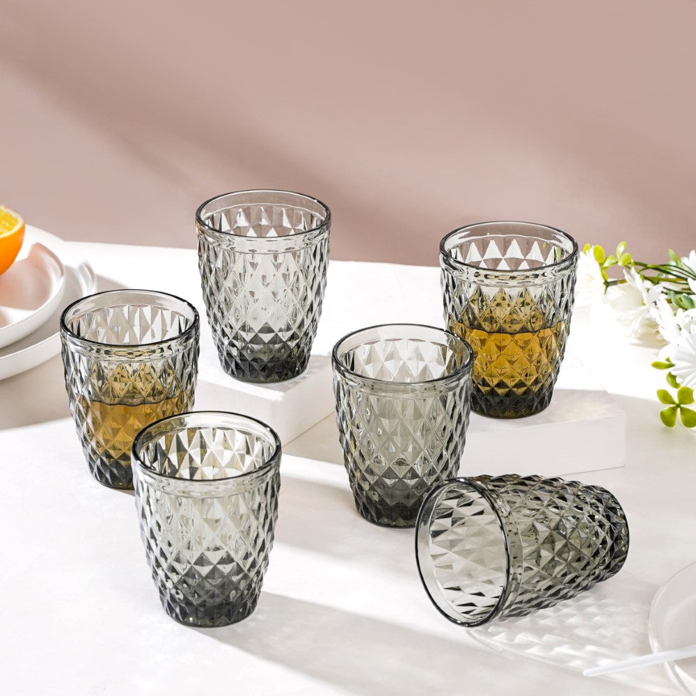 Water Glass Ash Grey Set Of 6 250 ml Nestasia