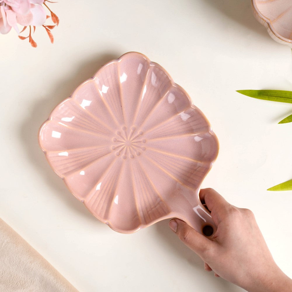 Ocean Square Plate with Handle Pink Nestasia