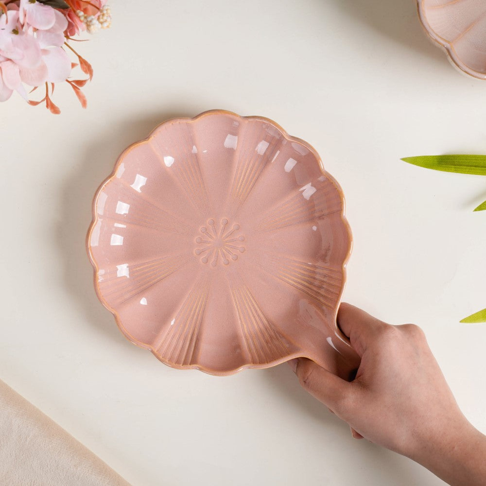 Ocean Round Plate with Handle Pink Nestasia