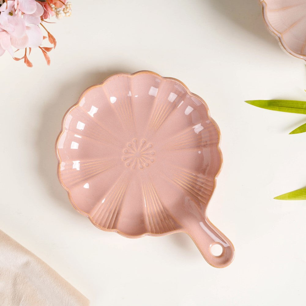 Ocean Round Plate with Handle Pink Nestasia