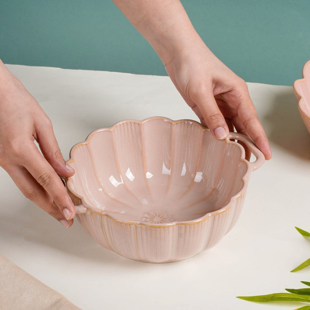 Ocean Serving Bowl with Handle Pink 600ml Nestasia