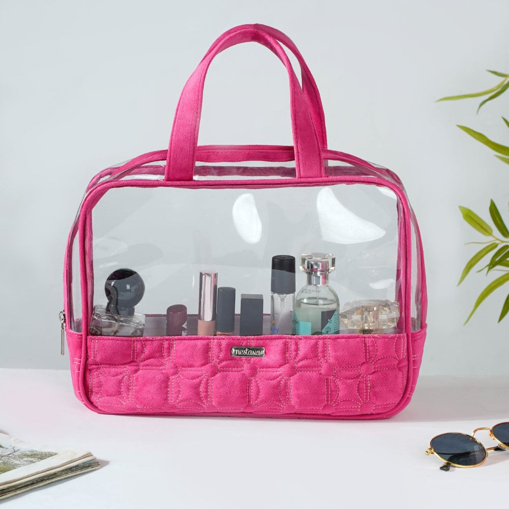 Travel Bag & Pouch Set Of 4 Pink Nestasia