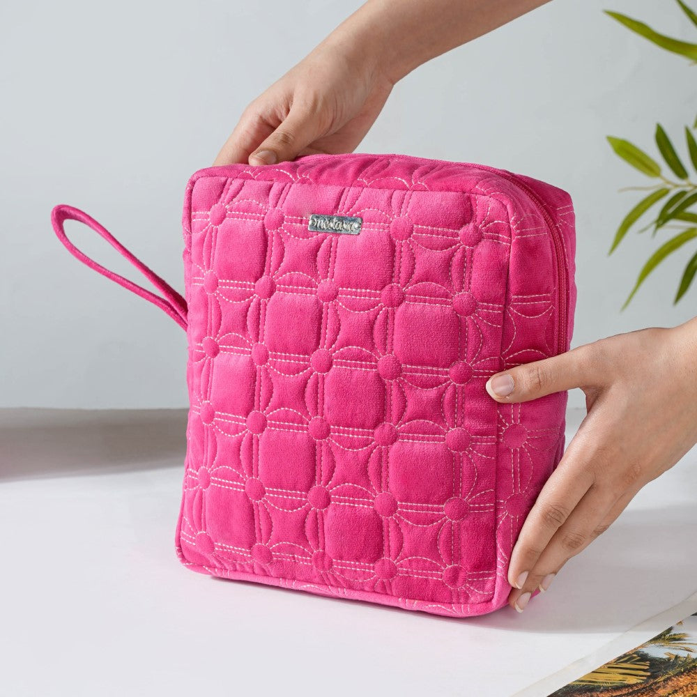 Travel Bag & Pouch Set Of 4 Pink Nestasia