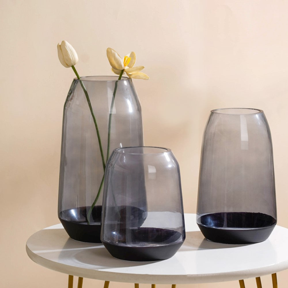 Clear Glass Vase Grey 11 Inch Nestasia