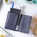Floral Art Embroidered Passport Cover Navy Blue Nestasia