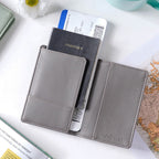 Floral Line Art Embroidered Passport Cover Grey Nestasia