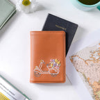 Scooter Embroidered Passport Cover Brown Nestasia