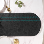 Embroidered Jute Table Runner Black 72 Inch Nestasia
