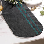 Embroidered Jute Table Runner Black 72 Inch Nestasia