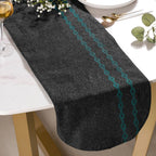 Embroidered Jute Table Runner Black 72 Inch Nestasia