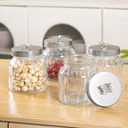 Embossed Jar With Butterfly Lid Set Of 4 700ml Nestasia