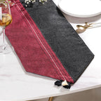 Jute Dining Table Runner Black Maroon 72 Inch Nestasia
