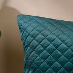 Beryl Green Quilted Velvet Cushion Cover 16 x 16 Inch Nestasia