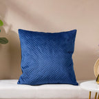 Marilee Blue Quilted Velvet Cushion Cover 16 x 16 Inch Nestasia
