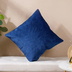 Marilee Blue Quilted Velvet Cushion Cover 16 x 16 Inch Nestasia