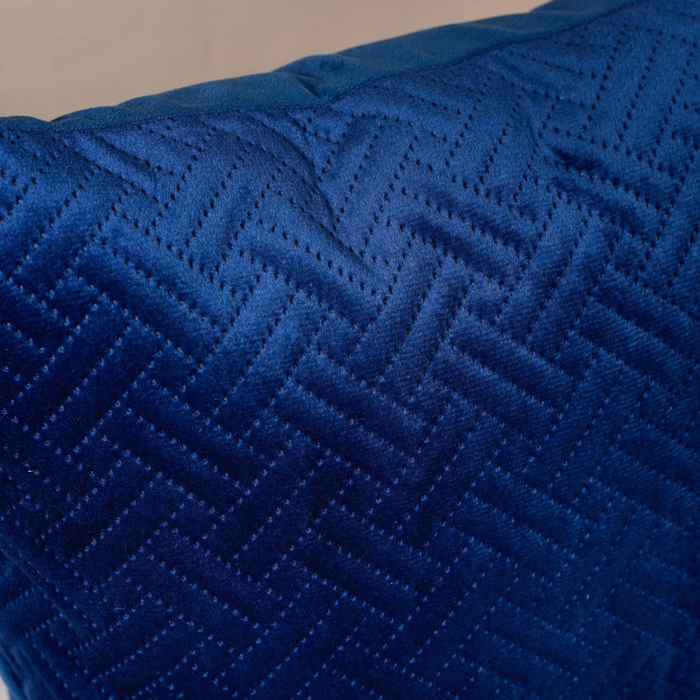 Marilee Blue Quilted Velvet Cushion Cover 16 x 16 Inch Nestasia