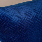 Marilee Blue Quilted Velvet Cushion Cover 16 x 16 Inch Nestasia