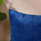 Marilee Blue Quilted Velvet Cushion Cover 16 x 16 Inch Nestasia