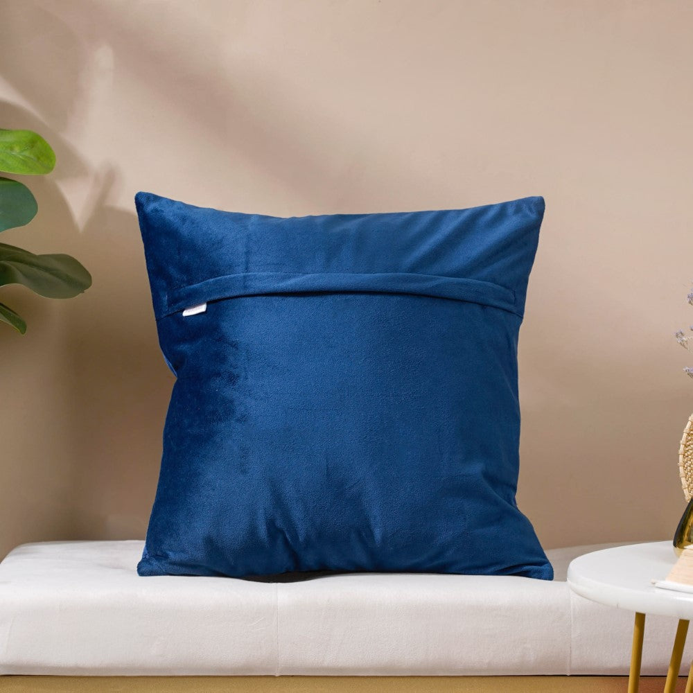 Marilee Blue Quilted Velvet Cushion Cover 16 x 16 Inch Nestasia