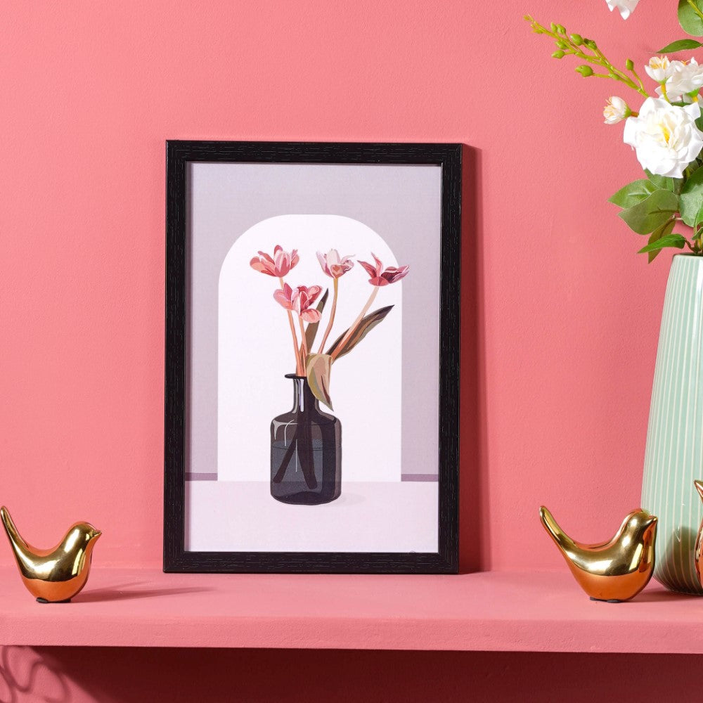 Flower In Vase Framed Wall Art 13x9 Inch Nestasia