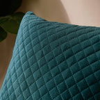 Beryl Green Quilted Velvet Cushion Cover 16 x 16 Inch Nestasia